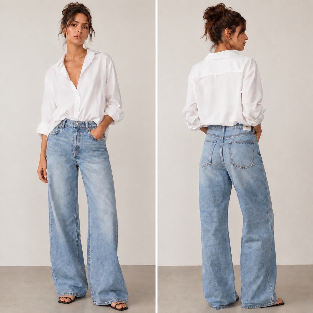 Citizens of Humanity Paloma Baggy Jeans Chalice Size 26 Wide Leg High Rise NWOT
